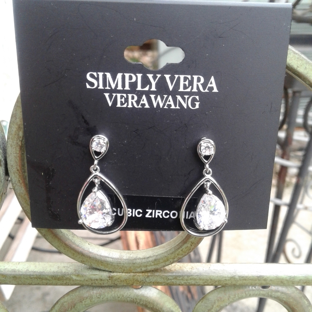 NWT Vera Wang Silver CZ Earrings
